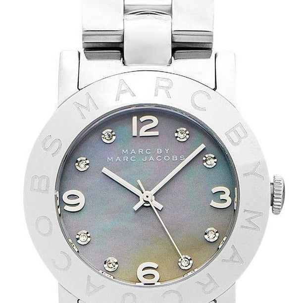 Marc Jacobs Amy Analog Mother of Pearl Grey Dial Silver Steel Strap Watch for Women - MBM8608 Buy Now By Marc Jacobs