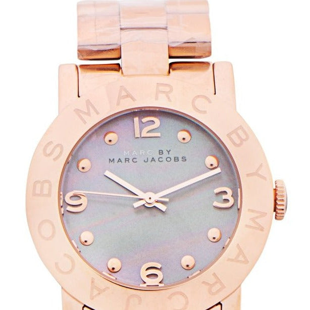 Marc Jacobs Amy Mother of Pearl Black Dial Rose Gold Steel Strap Watch for Women - MBM8610 Buy Now By Marc Jacobs