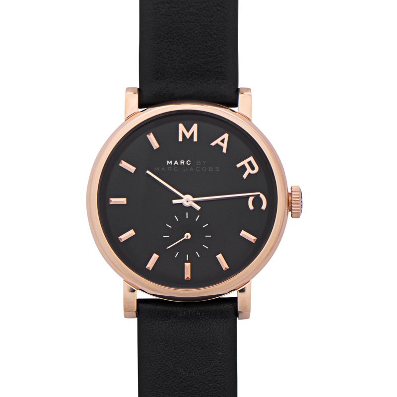 Marc Jacobs Baker Black Dial Black Leather Strap Watch for Women - MBM8633 Buy Now By Marc Jacobs