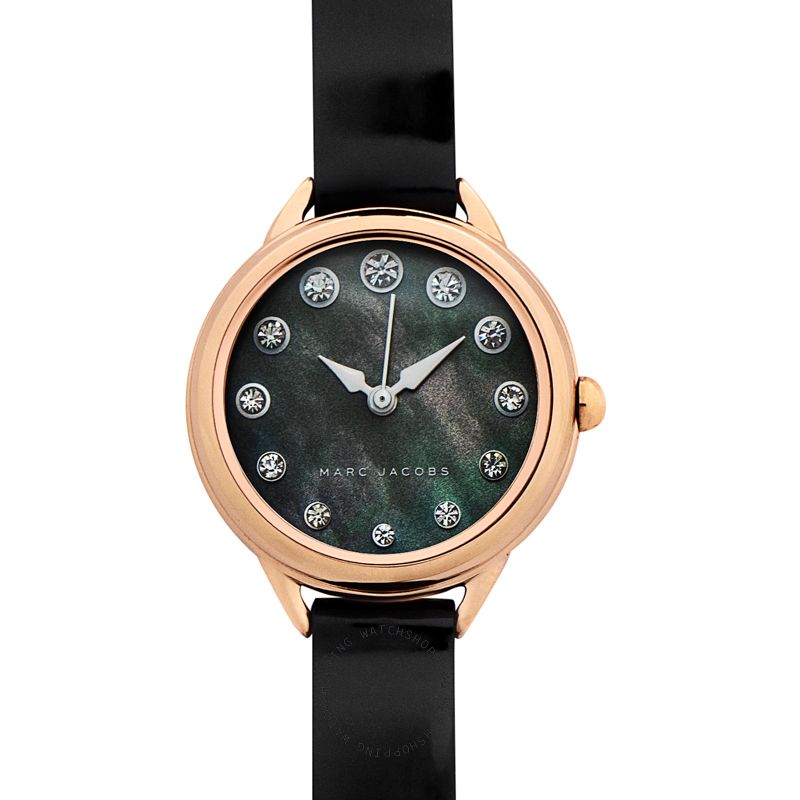 Marc Jacobs Betty Mother of Pearl Black Dial Black Leather Strap Watch for Women - MJ1513 Buy Now By Marc Jacobs