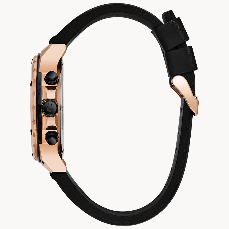 Bulova Marine Star Chronograph Black Dial Black Rubber Strap Watch for Men - 98B104 Buy Now By Bulova