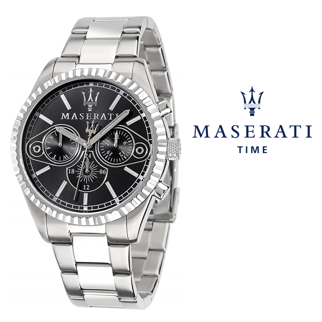 Maserati Competizione Chronograph Black Dial Silver Steel Strap Watch For Men - R8853100014 Buy Now By Maserati