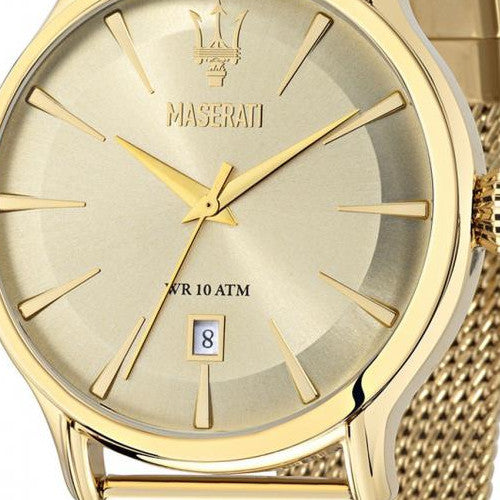 Maserati Epoca Golden Dial Golden Mesh Bracelet Watch For Men - R8853118003 Buy Now By Maserati