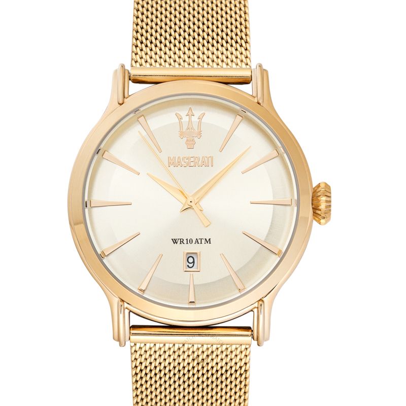 Maserati Epoca Golden Dial Golden Mesh Bracelet Watch For Men - R8853118003 Buy Now By Maserati