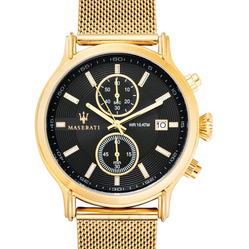 Maserati Epoca 42mm Black Dial Gold Mesh Bracelet Watch For Men - R8873618007 Buy Now By Maserati