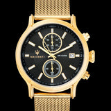 Maserati Epoca 42mm Black Dial Gold Mesh Bracelet Watch For Men - R8873618007 Buy Now By Maserati