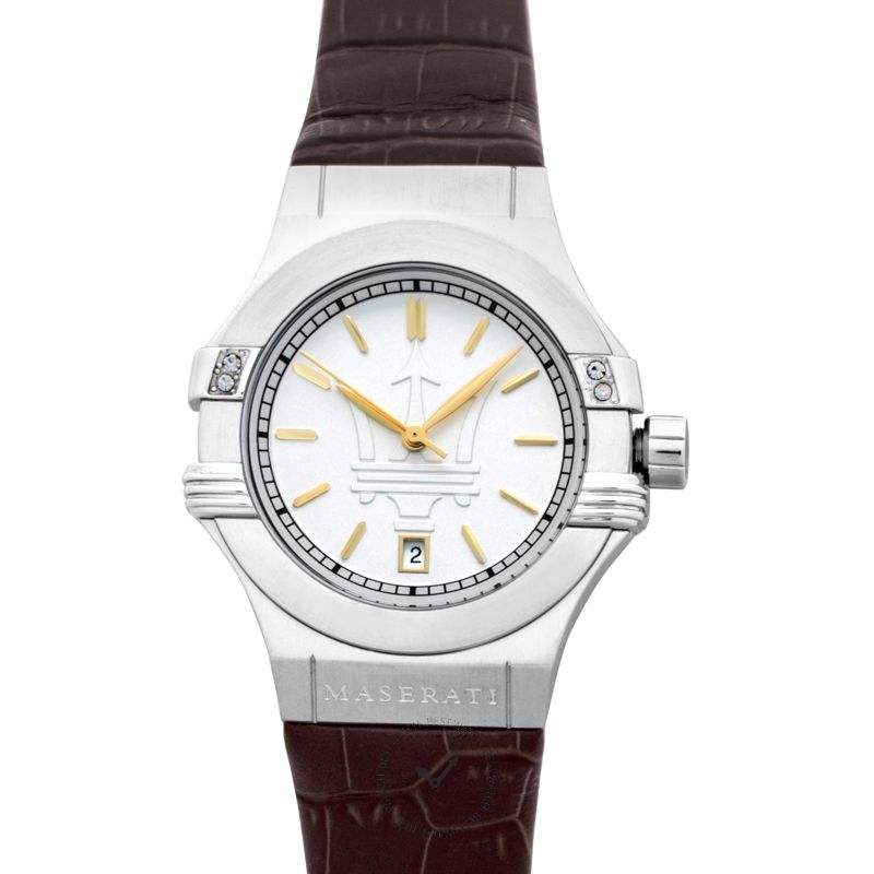 Maserati Potenza Silver Dial Brown Leather Strap Watch For Women - R8851108506 Buy Now By Maserati