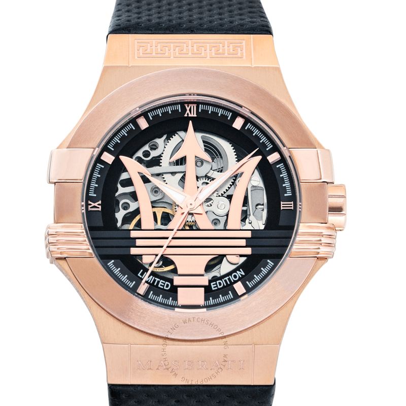 Maserati Potenza Limited Edition Automatic Skeleton Black Dial Black Leather Strap Watch For Men - R8821108025 Buy Now By Maserati