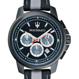 Maserati Royale 44mm Black Dial Stainless Steel Fiber Strap Watch For Men - R8871637002 Buy Now By Maserati