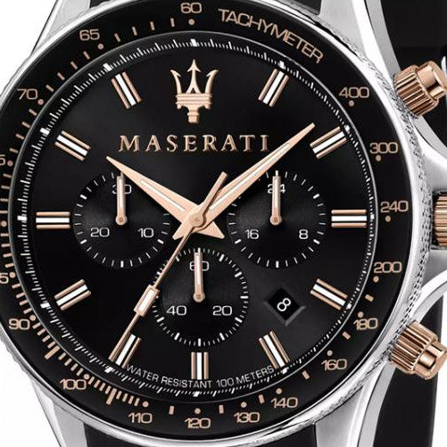 Maserati SFIDA 44mm Black Silicon Chronograph Watch For Men - R8871640002 Buy Now By Maserati