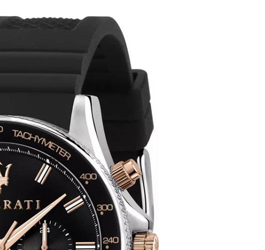 Maserati SFIDA 44mm Black Silicon Chronograph Watch For Men - R8871640002 Buy Now By Maserati