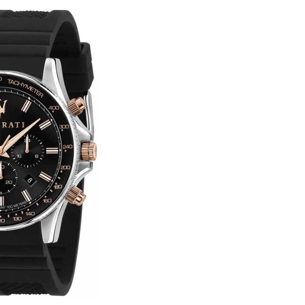 Maserati SFIDA 44mm Black Silicon Chronograph Watch For Men - R8871640002 Buy Now By Maserati