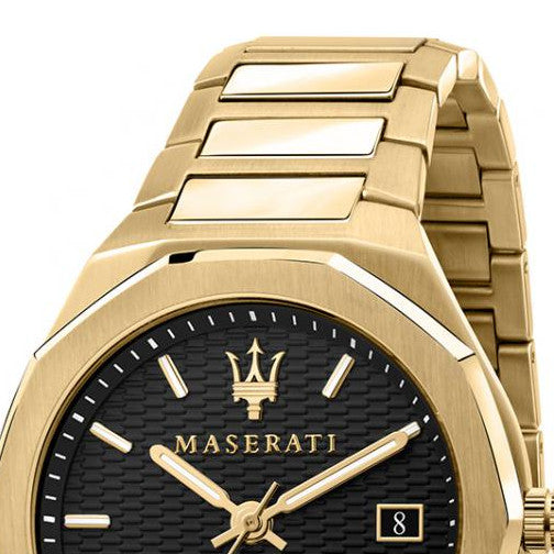 Maserati Stile Black Dial Gold Steel Strap Watch For Men - R8853142004 Buy Now By Maserati