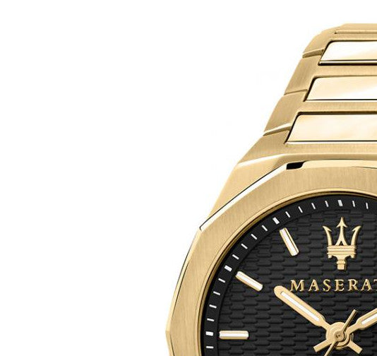 Maserati Stile Black Dial Gold Steel Strap Watch For Men - R8853142004 Buy Now By Maserati