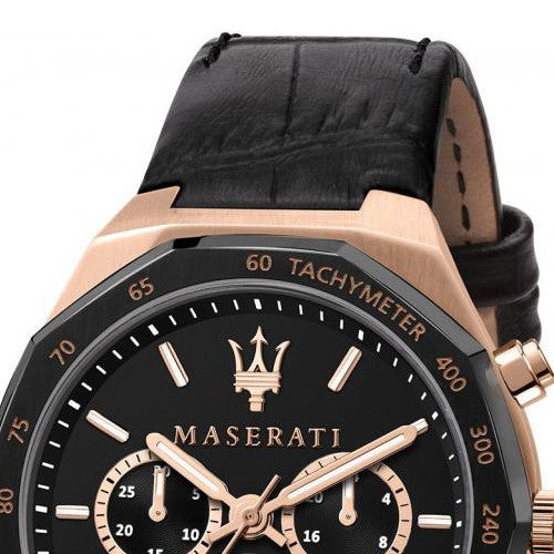 Maserati Stile Black Matte Dial Black Leather Strap Watch For Men - R8871642001 Buy Now By Maserati