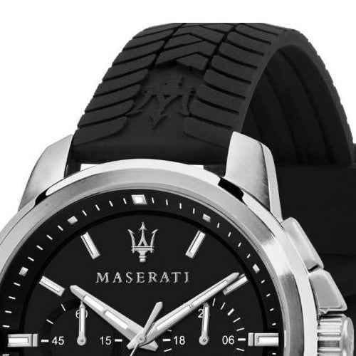 Maserati Successo Chronoraph Black Dial Black Silicon Strap Watch For Men - R8871621014 Buy Now By Maserati