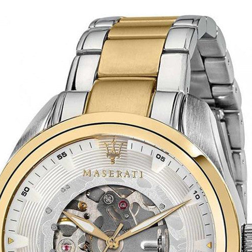 Maserati Traguardo Automatic White Skeleton Dial Two Tone Steel Strap Watch For Men - R8823112003 Buy Now By Maserati