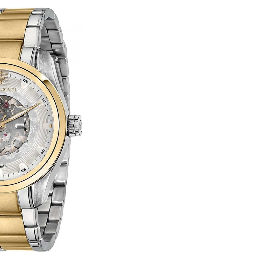 Maserati Traguardo Automatic White Skeleton Dial Two Tone Steel Strap Watch For Men - R8823112003 Buy Now By Maserati