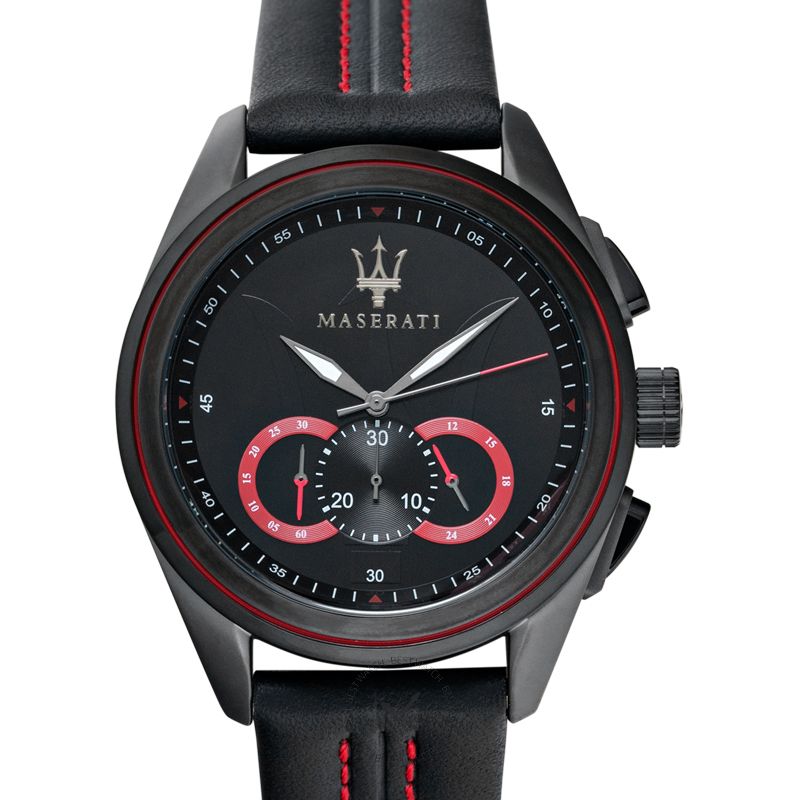 Maserati Traguardo Chronograph Black Dial Black Leather Strap Watch for Men - R8871612023 Buy Now By Maserati