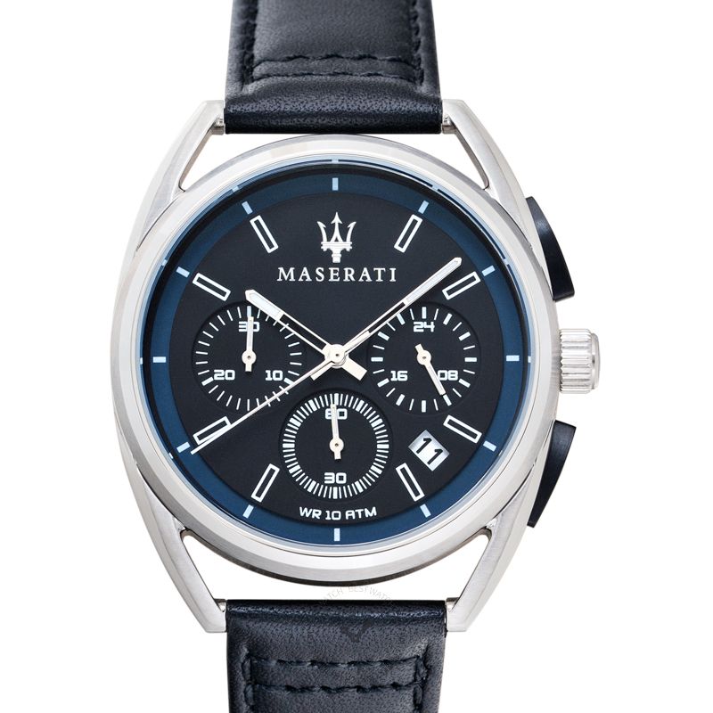 Maserati Trimarano Chronograph Black Dial Black Leather Strap Watch For Men - R8871632001 Buy Now By Maserati