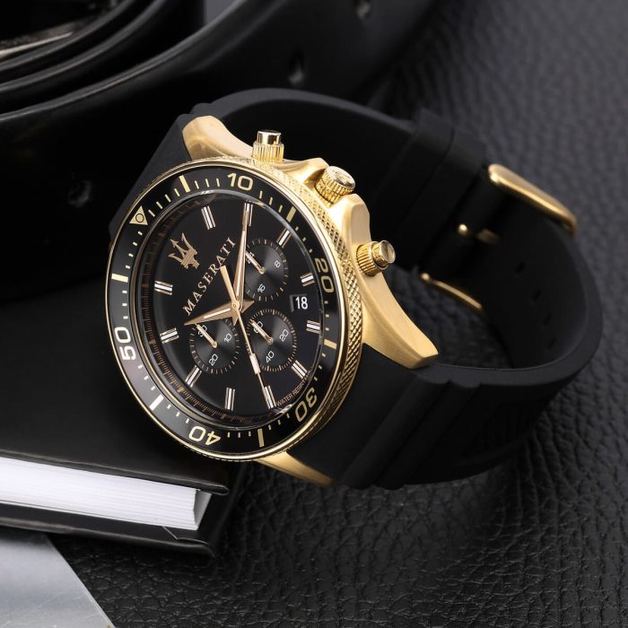 Maserati SFIDA Chronograph Black Dial Rubber Strap Watch For Men - R8871640001 Buy Now By Maserati