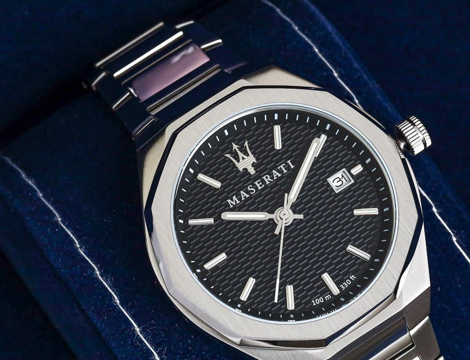 Maserati Stile Analog Black Dial Silver Steel Strap Watch For Men - R8853142003 Buy Now By Maserati