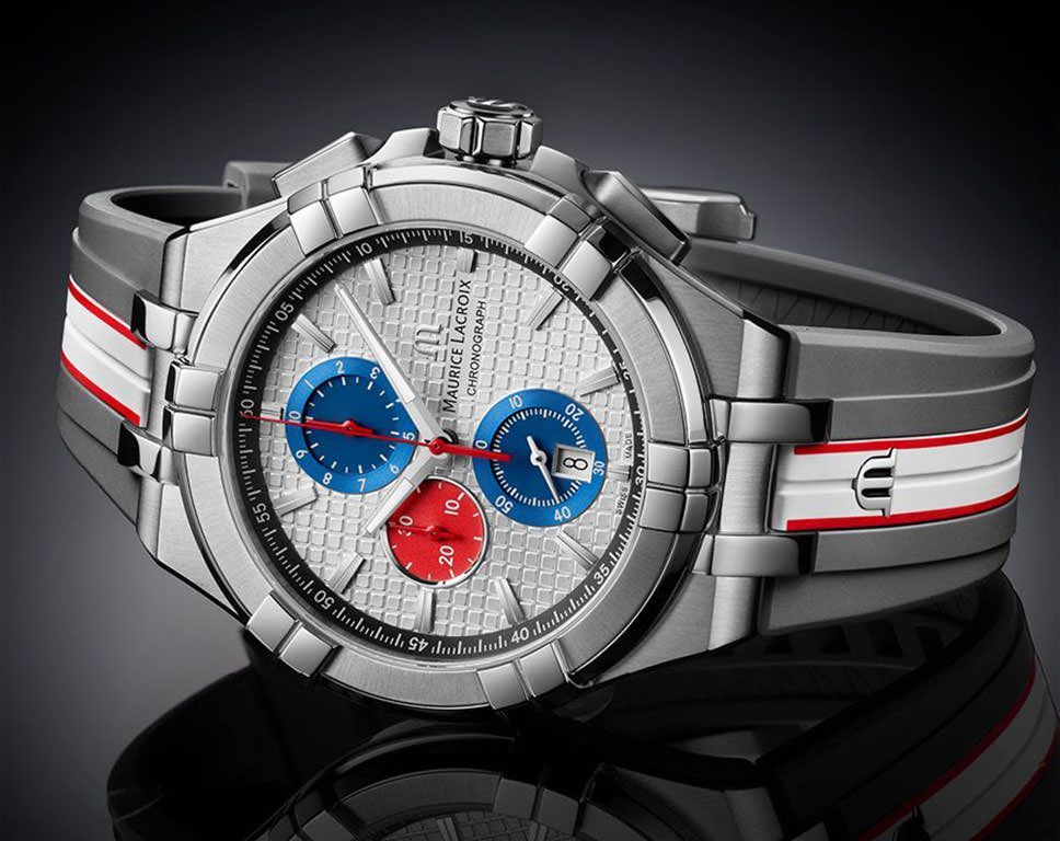 Maurice Lacroix Aikon Chronograph Special Edition Mahindra Racing Silver Dial Grey Rubber Strap Watch for Men - AI1018-TT031-130-2 Buy Now By Maurice Lacroix