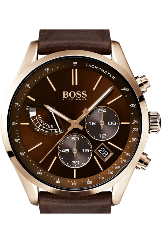 Hugo Boss Grand Prix Brown Dial Brown Leather Strap Watch for Men - 1513605 Buy Now By Hugo Boss