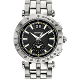 Versace V-Race Sport Black Dial Silver Steel Strap Watch for Men - VAH010016 Buy Now By Versace