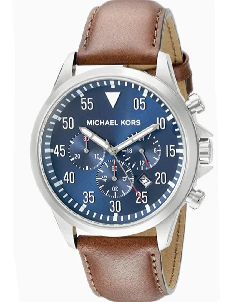 Michael Kors Gage Chronograph Blue Dial Brown Leather Strap Watch For Men - MK8362 Buy Now By Michael Kors