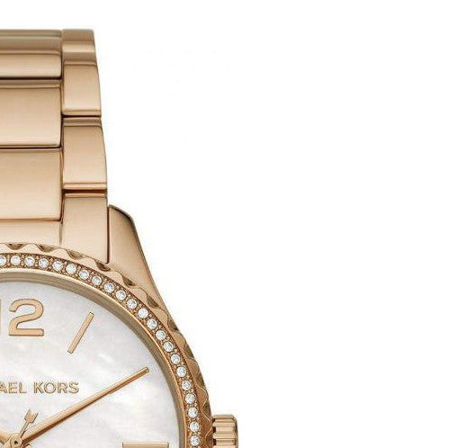 Michael Kors Layton Three Hand Mother of Pearl White Dial Gold Steel Strap Watch For Women - MK6870 Buy Now By Michael Kors