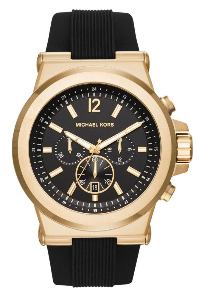 Michael Kors Dylan Chronograph Black Dial Black Rubber Strap Watch for Men - MK8445 Buy Now By Michael Kors
