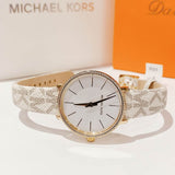 Michael Kors Pyper Quartz Silver Dial White Leather Strap Watch For Women - MK1037 Buy Now By Michael Kors