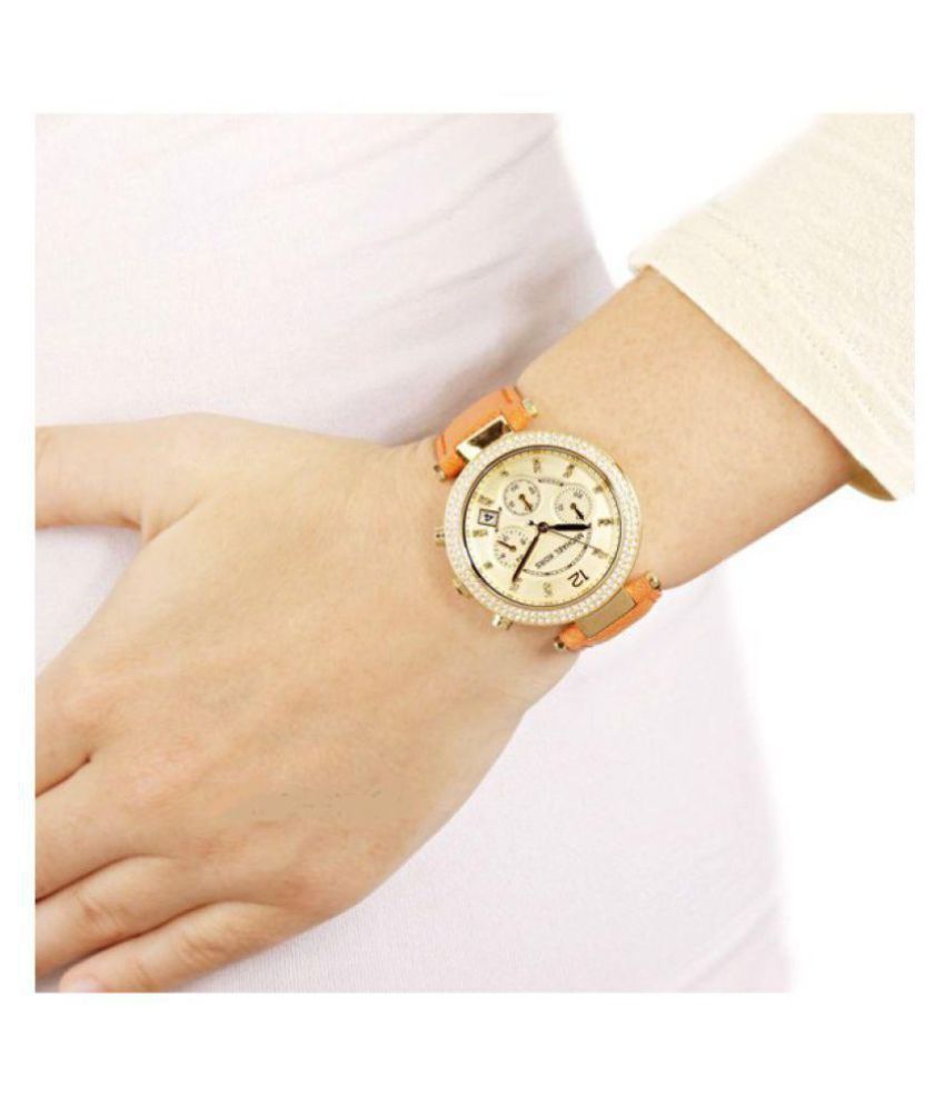 Michael Kors Parker Champagne Dial Orange Leather Strap Watch for Women - MK2279 Buy Now By Michael Kors