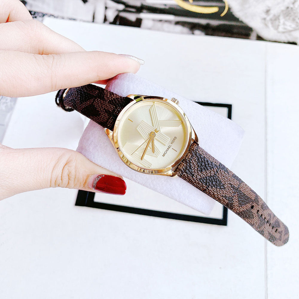 Michael Kors Jaycie Three Hand Gold Dial Brown Leather Strap Watch for Women - MK2862 Buy Now By Michael Kors