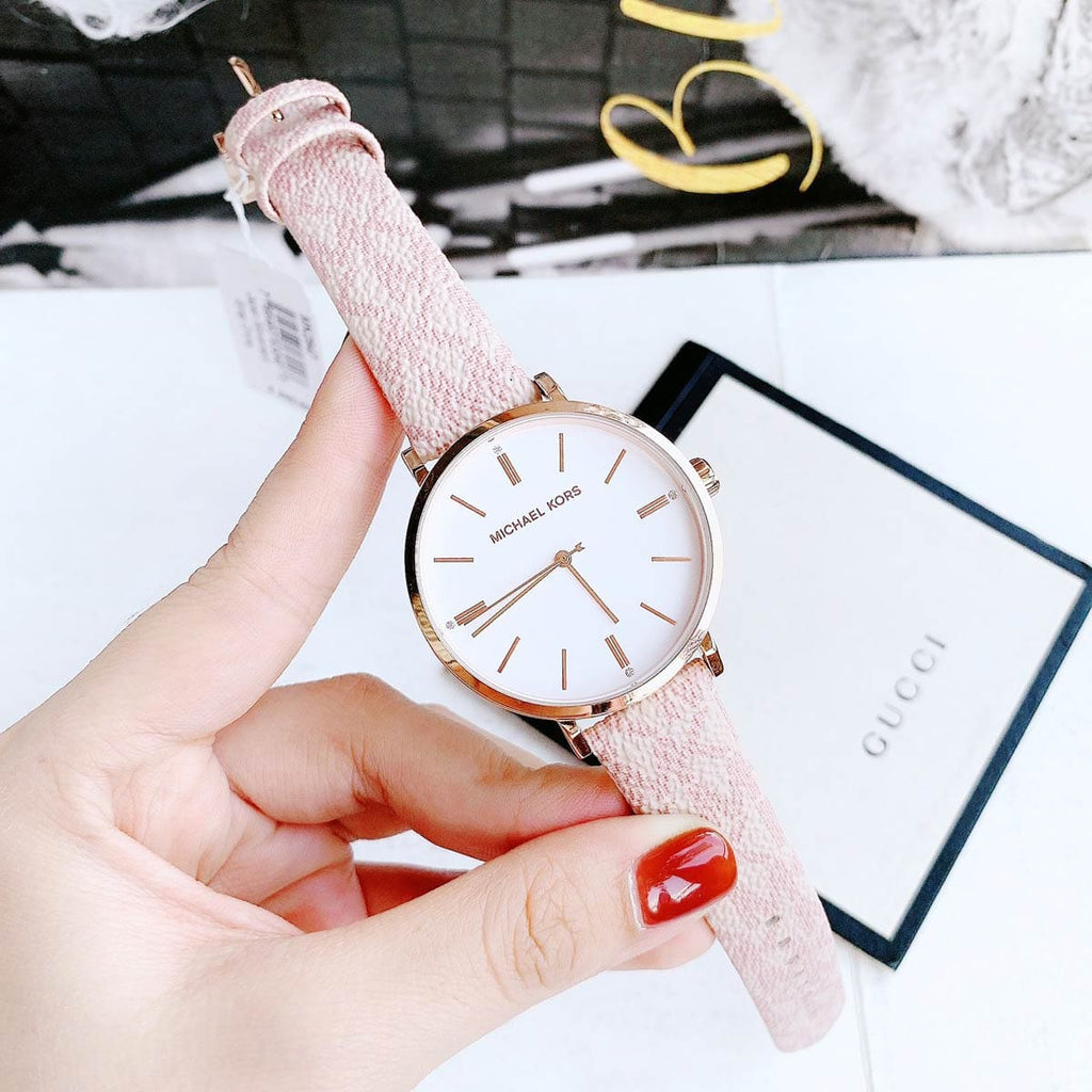 Michael Kors Pyper Quartz Silver Dial Pink Leather Strap Watch for Women - MK2947 Buy Now By Michael Kors