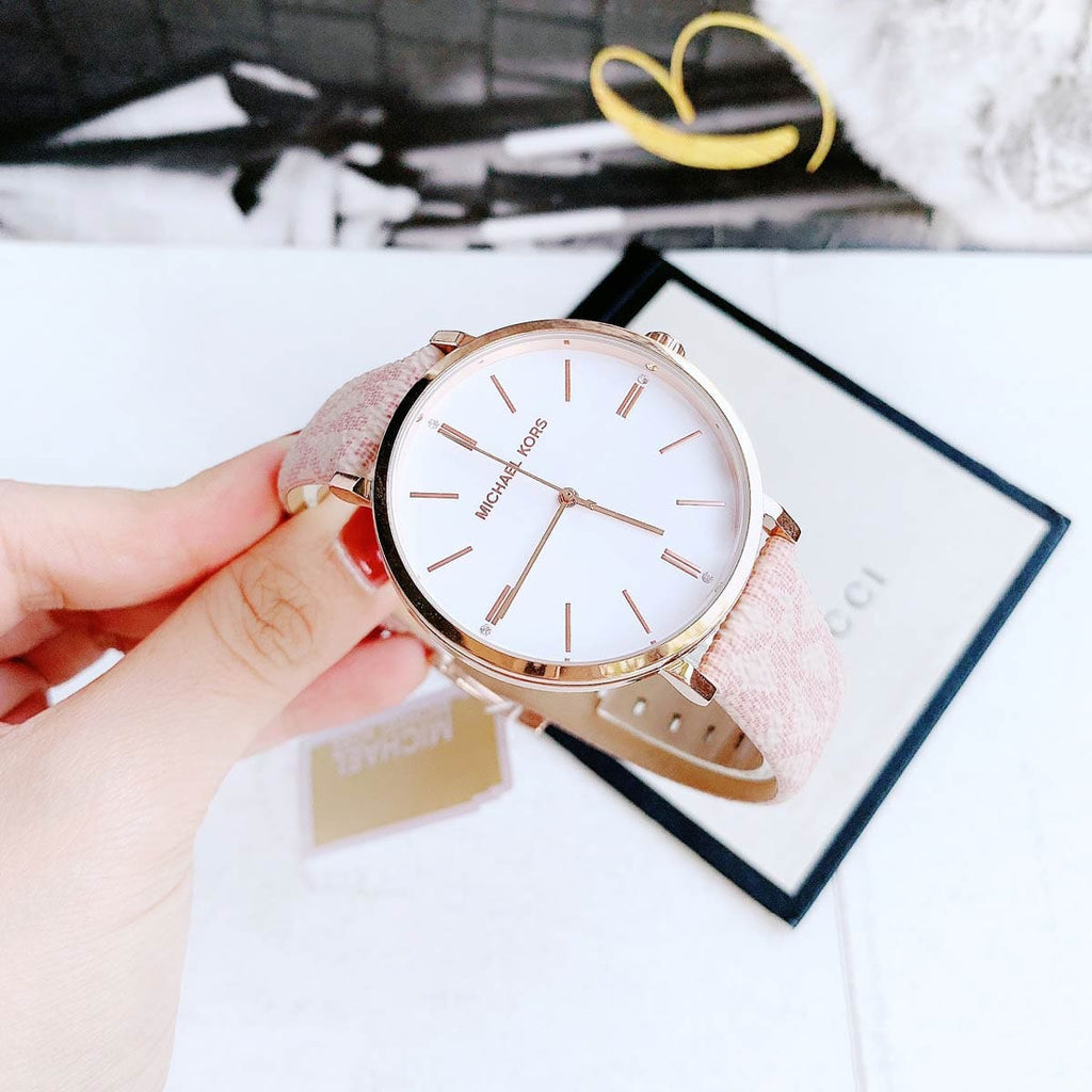 Michael Kors Pyper Quartz Silver Dial Pink Leather Strap Watch for Women - MK2947 Buy Now By Michael Kors