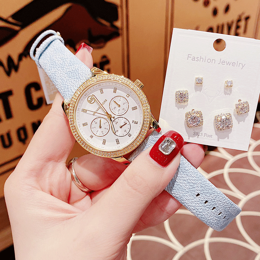 Michael Kors Tibby Multifunction White Dial Blue Leather Strap Watch For Women - MK2965 Buy Now By Michael Kors