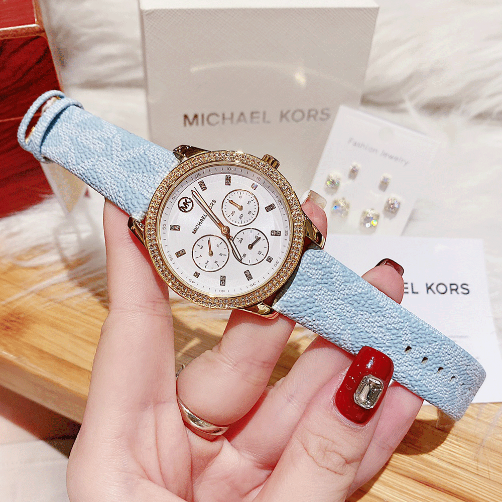 Michael Kors Tibby Multifunction White Dial Blue Leather Strap Watch For Women - MK2965 Buy Now By Michael Kors