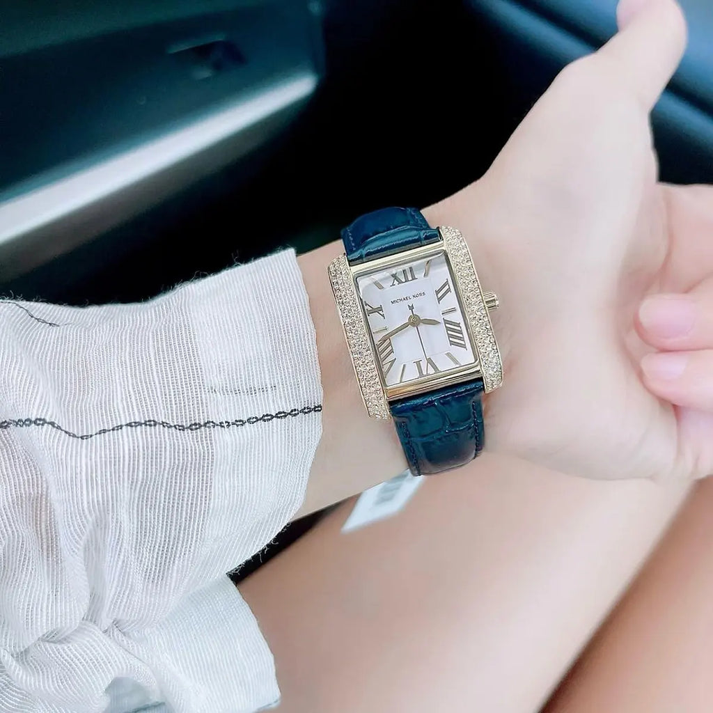 Michael Kors Emery Quartz Diamond Silver Dial Blue Leather Strap Watch For Women - MK2982 Buy Now By Michael Kors