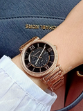 Michael Kors Catlin Black Diamonds Dial Rose Gold Steel Strap Watch for Women - MK3356 Buy Now By Michael Kors