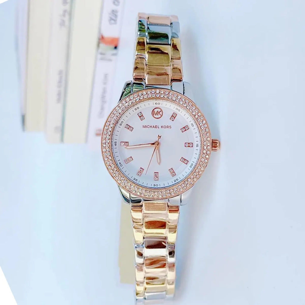 Michael Kors Tibby Three Hand Crystals Silver Dial Two Tone Steel Strap Watch for Women - MK4576 Buy Now By Michael Kors