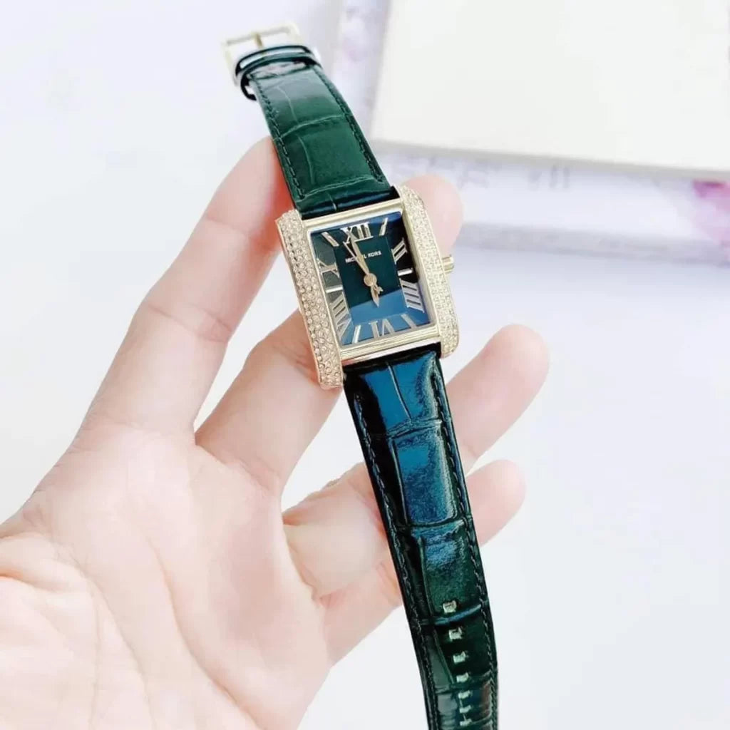 Michael Kors Emery Quartz Diamonds Green Dial Green Leather Strap Watch For Women - MK4697 Buy Now By Michael Kors