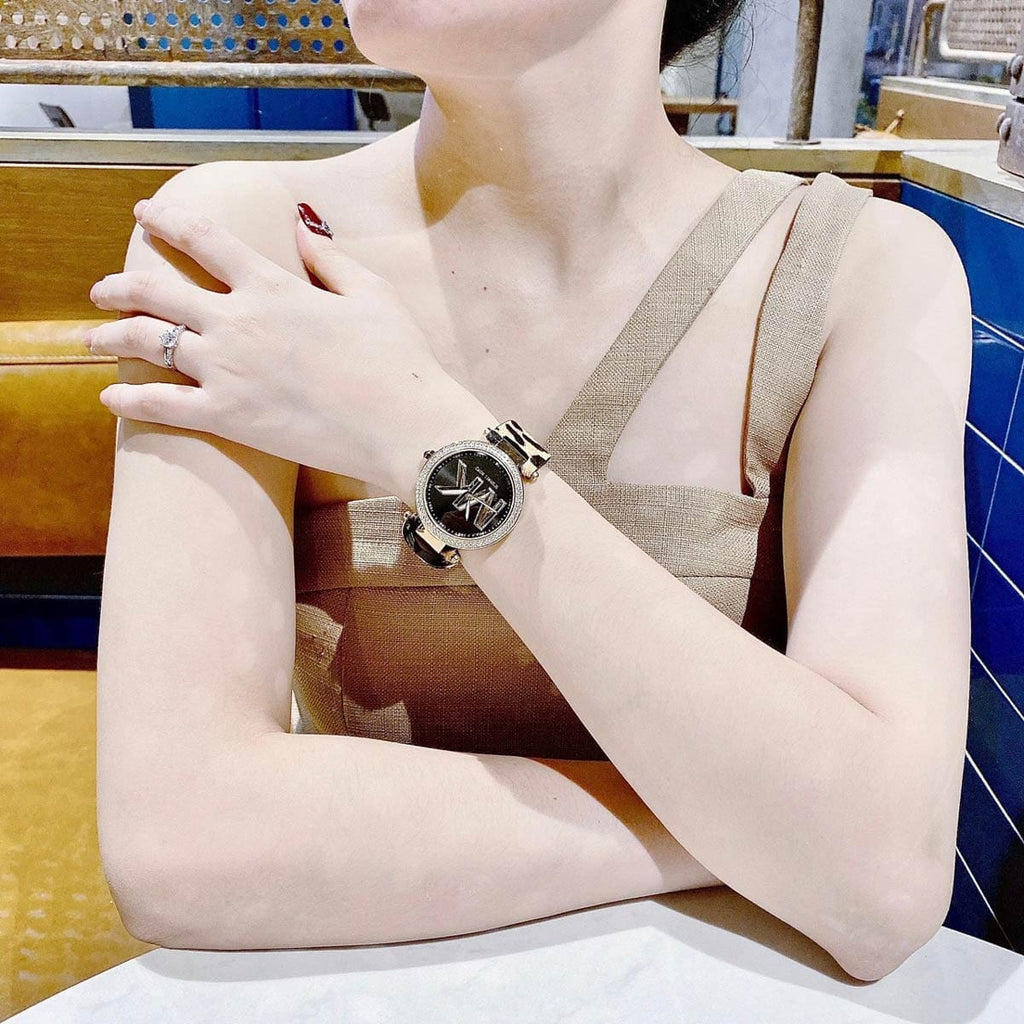 Michael Kors Parker Black Dial Cheetah Print Brown Leather Strap Watch For Women - MK4723 Buy Now By Michael Kors