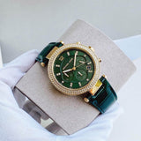 Michael Kors Parker Chronograph Green Dial Green Leather Strap Watch For Women - MK6985 Buy Now By Michael Kors