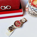 Michael Kors Camille Analog Red Dial Gold Steel Strap Watch For Women - MK7196 Buy Now By Michael Kors