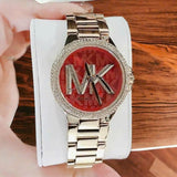 Michael Kors Camille Analog Red Dial Gold Steel Strap Watch For Women - MK7196 Buy Now By Michael Kors