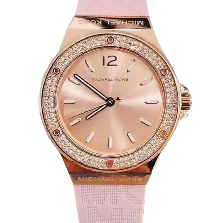 Michael Kors Mini Lennox Three-Hand Rose Gold Dial Pink Silicone Strap Watch For Women - MK7282 Buy Now By Michael Kors