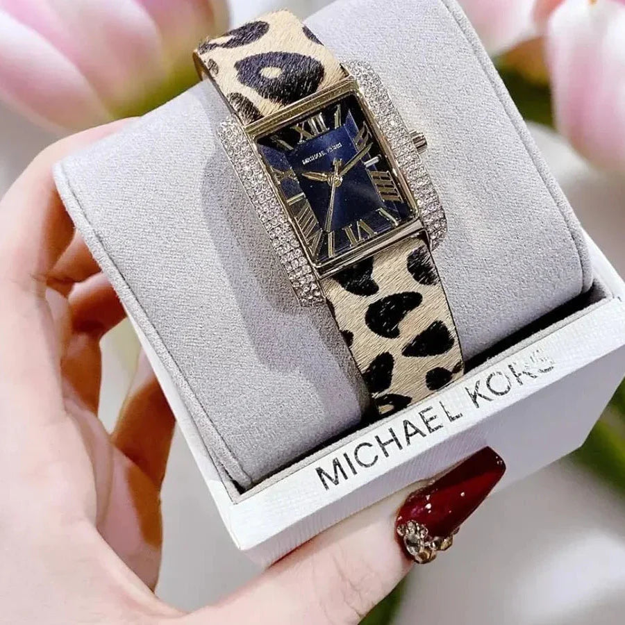 Michael Kors Emery Quartz Diamonds Black Dial Cheetah Print Leather Strap Watch For Women - MK7387 Buy Now By Michael Kors