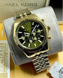 Michael Kors Lexington Chronograph Green Dial Gold Steel Strap Watch for Men - MK8446 Buy Now By Michael Kors